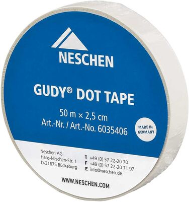 Перманентний клей Neschen Gudy dot Tape, прозорий, без ремінця Easy dot technology, двостороння клейка плівка 50м х 2,5 см