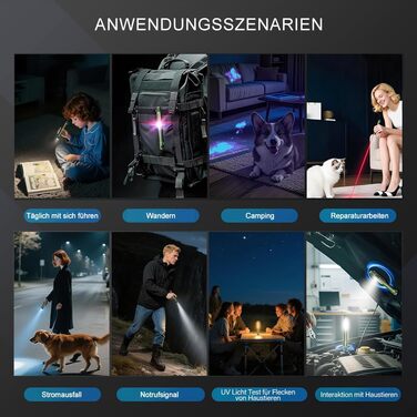 Акумуляторний світлодіодний ліхтарик ASORT, суперяскравий 2000 люмен, магнітний тактичний ліхтарик-ручка з затискачем, 10 режимів, маленький компактний УФ-ліхтарик, розбивач скла та відкривачка для пляшок, для надзвичайних ситуацій, кемпінгу та домашнього