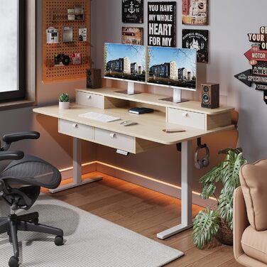 Каркас електричного столу стоячи з двома двигунами, колеса з фіксацією, регулювання висоти та довжини, ніжки столу сидячи/стоячи з кабельним лотком (Окремостоячий, Білий) Білий Окремостоячий