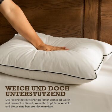 Пухова подушка BPC Down Pillow 40x80, 2 шт., розкішна серцевина з пера та пуху, оточена поліестером та 100 органічною бавовняною тканиною, м&39яка подушка для сну середнього розміру, подушка 40x80 см (2 шт.), біла