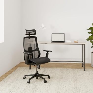 Ергономічне офісне крісло M5, переможець тесту, регульована по висоті спинка та регульована глибина сидіння, сітчасте сидіння, письмове крісло для здорової спини, також підходить для високих людей, крісло керівника з сітчастим сидінням M5 (чорне)