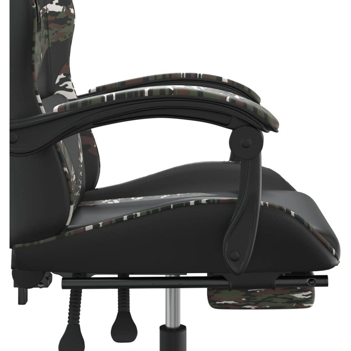 Геймерське крісло з підставкою для ніг, обертове, чорний камуфляж, штучна шкіра, регульована висота спинки, ергономічне, зручне, міцний матеріал, брудовідштовхувальне, функція повороту на 360 градусів, 36,5 x 42 см (Ш x Г), зелений колір