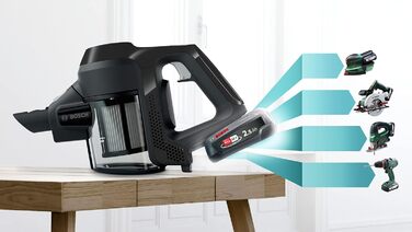 Акумуляторний багатофункціональний пилосос BOSCH BBS611BSC, чорний вбудований ручний пилосос, 2 швидкості, до 30 хв роботи