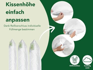 Подушка DREAMSTAR 40 x 80 см Комплект з 2 шт. Преміальний наповнювач для подушки 650 г Жорстка подушка з регульованою блискавкою Можна прати при температурі до 60 градусів Підходить для алергіків 40 x 80 см Преміум додатковий наповнювач, 2 шт., 40 x 80 см