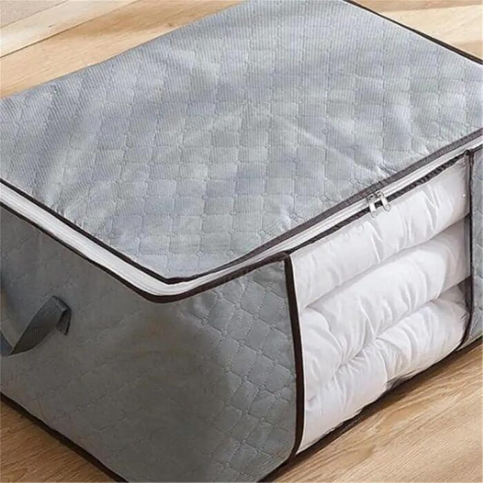 Контейнер для зберігання одягу, складний органайзер для шафи, контейнер для зберігання з ручками, щільна тканина для одягу, ковдра, зручний темно-сірий