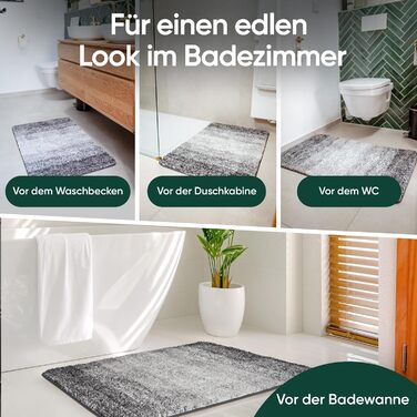 Килимок для ванної кімнати 60x90 Нековзний килимок для ванної Розкішний великий килимок для ванної, який можна прати Високоякісні килимки та пледи для ванної, килимки для ванної, килимки для душу для ванни, душу тощо Чорно-сірий 60 x 90 см (прямокутний) с
