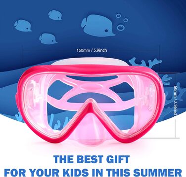 Дитячі окуляри для дайвінгу 180 Панорамна дитяча маска для снорклингу, маска для дайвінгу із захистом від запотівання, загартована скляна маска для плавання, силіконова маска для дайвінгу для хлопчиків та дівчаток, окуляри для плавання з кришкою для носа 