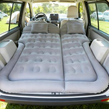 Надувний матрац для позашляховика, надувний матрац для заднього сидіння вантажівки - складний надувний матрац з електричним насосом, портативний надувний матрац для дому, намету, кемпінгу, подорожей (світло-сірий)