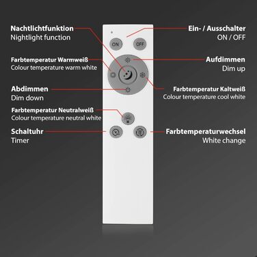 Світлодіодна стельова панель Briloner Leuchten, з можливістю затемнення, керування кольором, пульт дистанційного керування, 36 Вт, 3800 лм, світлодіодна лампа, світильник для вітальні, стельовий світильник, білий, 59,5 см квадратний білий 59,5 см