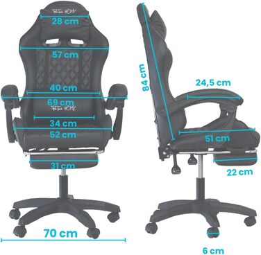 Геймерське крісло Pro-Tech Home Gaming Chair Comfort Black Ергономічне ігрове крісло з поперековою опорою, функцією гойдання та регулюванням висоти Регульоване офісне крісло для геймерів та домашнього офісу вагою до 150 кг