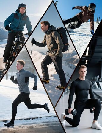 Термобілизна Niksa для чоловіків, комплект лижної білизни, довгий функціональний комплект, дихаюча м&39яка термобілизна для футболу, бігу, фітнесу, походів, чоловіків, чорного кольору*1 (верх*1 низ*1)