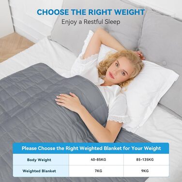 Обтяжена ковдра 9 кг 155x220 см, Обтяжена ковдра, Обтяжена ковдра для дорослих для глибокого сну, Важка ковдра, Антистресова терапевтична ковдра, Релаксаційна ковдра сірого кольору 155x220 см 9 кг