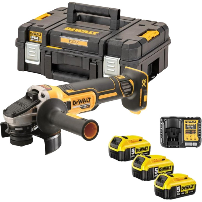 Акумуляторна кутова шліфувальна машина DEWALT DCG405P3-QW 18 В / 5 Ач 125 мм