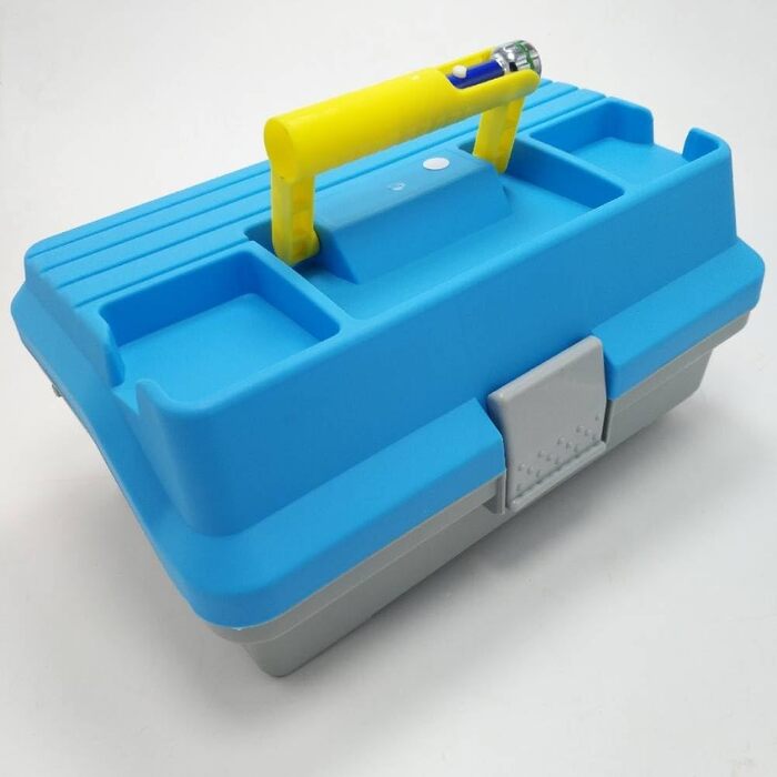 Ящик для рибальських снастей Cuifati з ручкою, тришаровий ящик з ABS-пластику для зберігання рибальського спорядження, футляр для зберігання рибальських аксесуарів, 32 x 15 x 20 см