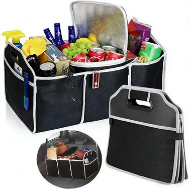 Універсальний регульований подвійний органайзер для багажника з 3 відділеннями, великої місткості, складаний контейнер для зберігання речей в авто, портативні водонепроникні сумки