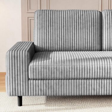 Місний L-подібний диван з регульованою оттоманкою для зберігання речей, кутовий диван з функцією сну, модульний диван, вельветовий диван, дерев&39яний каркас, глибоке сидіння, ідеально підходить для вітальні, сірий, 200