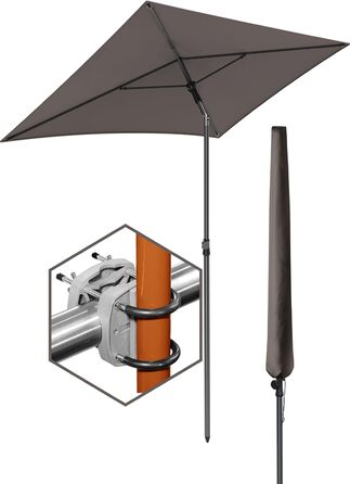 Парасолька 4smile Parasol Balcony SunnyShade Plus 200 x 125 см для захисту від ультрафіолету UV50 із захисним чохлом  темно-коричнева