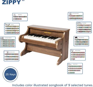 Дитяча клавіатура фортепіано, 25 клавіш цифрового піаніно для дітей, міні іграшка для вивчення музики, дерев'яне піаніно для малюків дівчаток хлопчиків Горіховий горіх