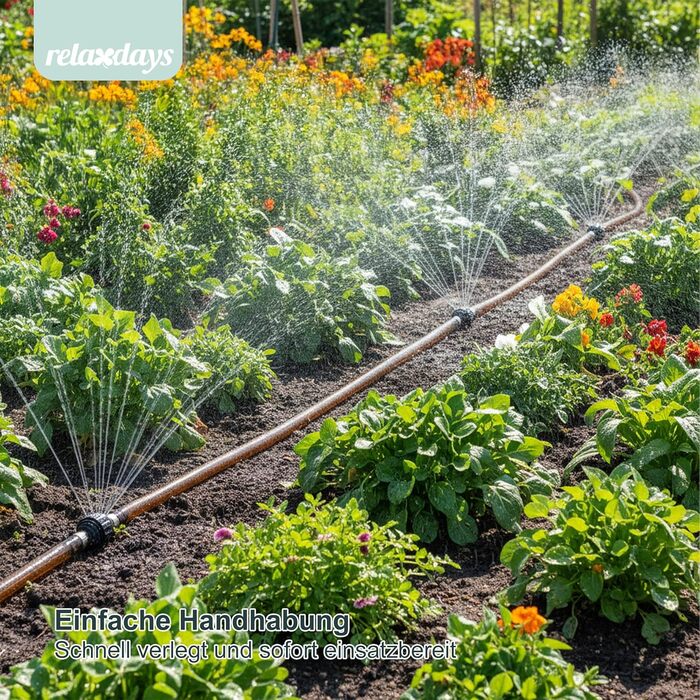 Шланг для поливу Relaxdays, 20 м, для газонів та клумб, плоский, з отворами, шланг-розпилювач, для саду, коричневий