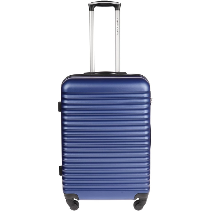 Валіза Christian Wippermann L 80L - Міцна валіза з твердою оболонкою з ABS-пластику, розмір L 44x66x28 см - Легка з замком - 4 колеса, поворот на 360 - Ідеально підходить для подорожей - Легка валіза на колесах середнього розміру, чорна, синя