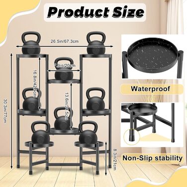 Рівнева металева підставка для рослин, підставка для квіткових горщиків, квітковий табурет для використання в приміщенні та на вулиці, полиця для квітів, балконна стійка для рослин, декоративна підставка для рослин для використання в приміщенні та на вули