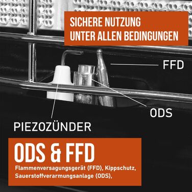 Газовий обігрівач потужністю 4200 Вт - газова духовка/керамічний газовий обігрівач, включаючи регулятор тиску газу, газовий шланг/інфрачервоний керамічний пальник/газовий обігрівач, для газових балонів з бутаном або пропаном до 15 кг (чорний)