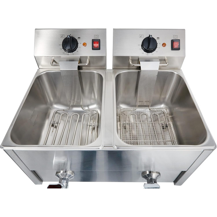 Електрична подвійна фритюрниця GastroHero ECO 1010 літрів зі зливним краном
