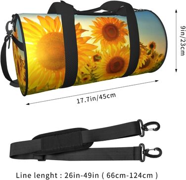 Спортивна сумка для подорожей, чорна, з принтом соняшникового поля, універсальний розмір