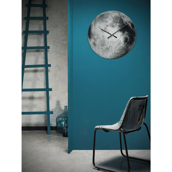 Настінний годинник Karlsson KA5475 Moon, скло, сірий, 60 x 60 см, чорно-білий