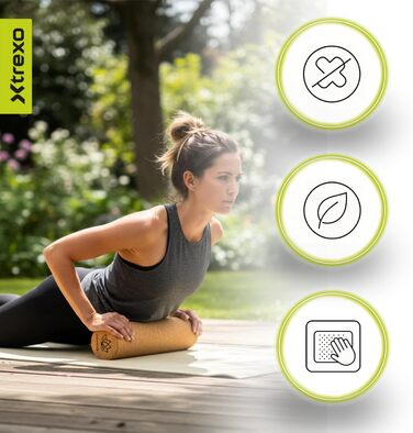 Ролик для тренування тригерних точок XTREXO з коричневого корку 40x10 см, 100 натуральний, екологічно чистий корок. Універсальне використання. Ідеально підходить для йоги, пілатесу, калістеніки та силових тренувань. Ефективне розслаблення м&39язів.