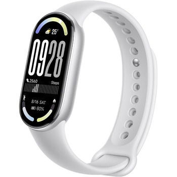 Фітнес-трекер Xiaomi Smart Band 10, смарт-годинник, 1,72-дюймовий AMOLED-дисплей, 21-денний час роботи батареї, водонепроникність 5 атм, відстеження серцевого ритму та сну, понад 150 спортивних режимів, швидке зняття, сріблястий, сучасний
