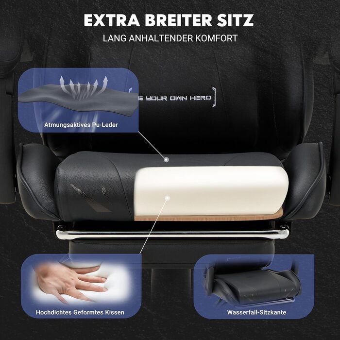 Ігрове крісло COLAMY, комп&39ютерне крісло з підставкою для ніг та поперековою опорою, регульоване по висоті ігрове крісло з поворотним на 360 сидінням та підголівником, крісло для відеогеймерів, ергономічна висока спинка, чорний сучасний