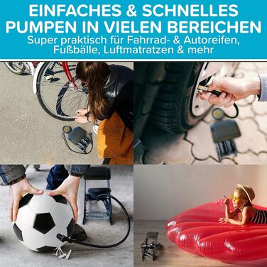 Ножний насос CYCLEHERO з подвійним циліндром та манометром - відзнака ДУЖЕ ДОБРЕ - для всіх клапанів, велосипедний, автомобільний