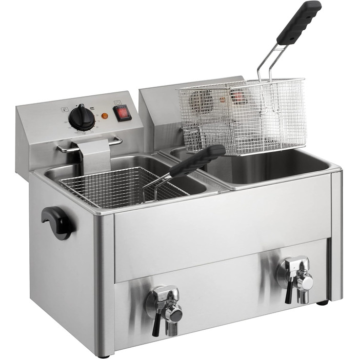 Електрична подвійна фритюрниця GastroHero ECO 1010 літрів зі зливним краном