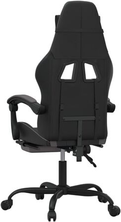 Геймерське крісло, офісне крісло, з підставкою для ніг, чорно-сіре, штучна шкіра