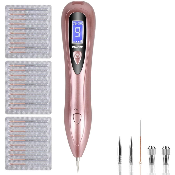Видалення родимок - Професійна ручка для краси VOONEEN Mole Removal, з 9 рівнями міцності для обличчя і тіла, видалення бородавок, невусів, родимок, з золотим USB-акумулятором