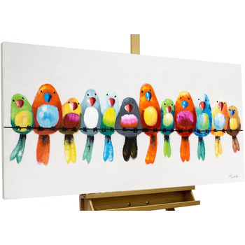 Картина на полотні ArtLoft 100 РУЧНИЙ РОЗПИС 120x60см Картина Друзі на все життя Папуга Барвисті Фотошпалери вітальня