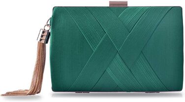 Вечірнє клатч-гаманець, дизайнерська сумочка для вечірок, темно-зелений елегантний клатч з пензликом