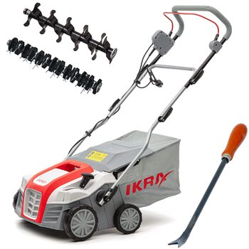 Вертикутер-Аератор газону IEVL 1840, мішок для збору трави 55л, ширина захвату 40см, 1800 Вт, з витягувачем бурянів у комплекті