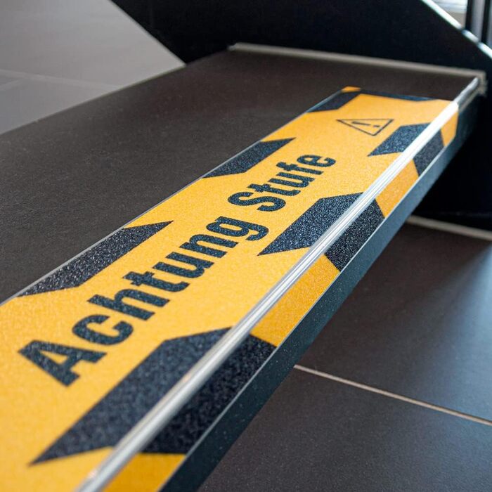 Профіль для сходів Тонка лінія 100 мм, Захист країв профілю з протиковзким покриттям R13 для сходів та сходинок (10 x 60 см, жовтий Обережно, сходинка) 10 см x 60 см Жовтий Обережно, сходинка