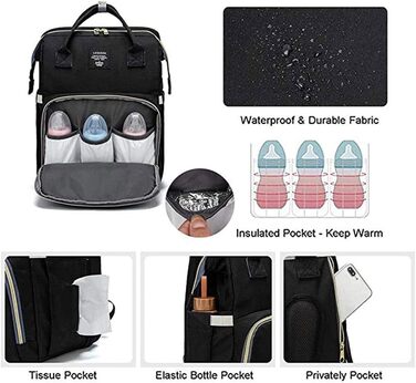 Портативна пеленальна сумка, 4 в 1 конвертована пеленальна сумка для немовлят, складна дитяче ліжечко на відкритому повітрі, сумка