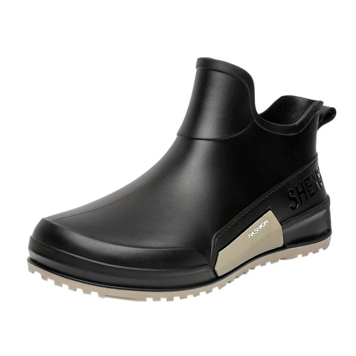 Гумові чоботи BILIKEYU для жінок та чоловіків, плоскі, нековзні, водонепроникні гумові чоботи для роботи, риболовлі, миття автомобіля, кухні, гумові чоботи, короткі чоботи, розмір 41, чорні