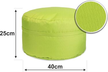 Крісло-мішок sunnypillow - Круглий табурет 25 x 45 см - Для використання в приміщенні та на вулиці - Круглий пуф зі знімним чохлом - Лавка, табурет, подушка для підлоги Крісло-мішок Puff - Зелений табурет 25 x 40 см Зелений