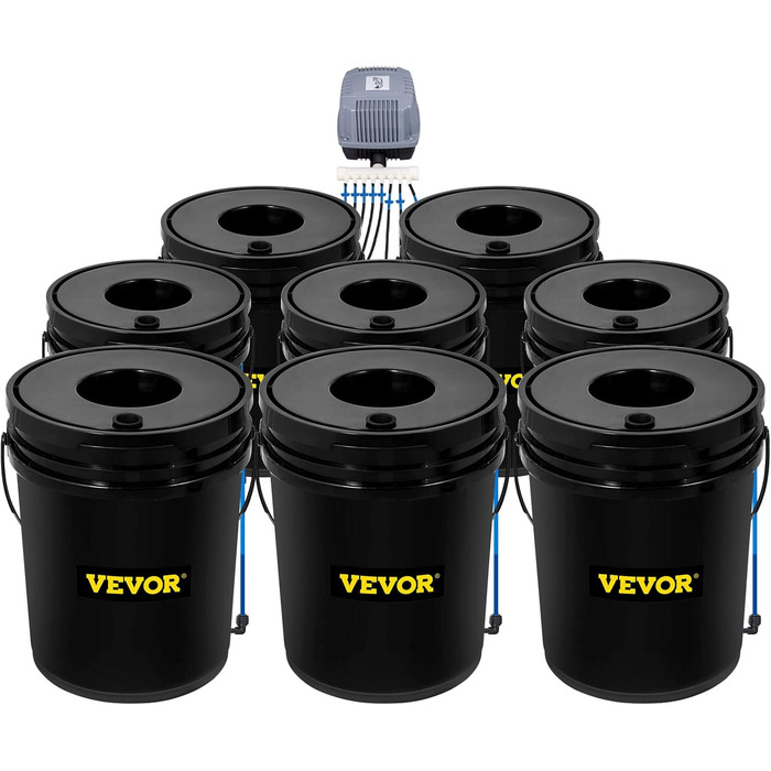 Гідропонна система вирощування, глибоководна культура 5 галонів 8 відер, система DWC з повітряним насосом, повітряними каменями та індикатором рівня води для листових овочів