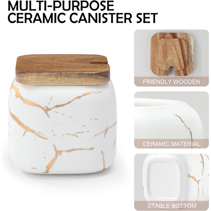 Набір баночок для спецій TELANK, цукорниця з кришкою та ложкою, керамічна банка з кришкою для дому та кухні біла