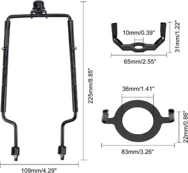 Комплекти абажура Тримач арфи 8 9 10 дюймів регульована лампа Арфа з 2 плафонами Торцева кришка Чорний рупор Рамка Кронштейн абажура, 2