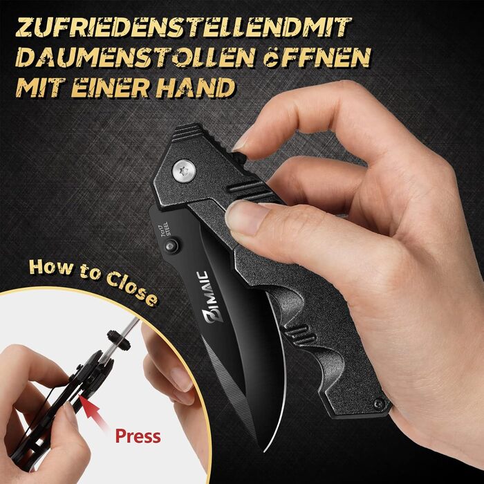 Складаний ніж I Гострий кишеньковий ніж I Одноручний ніж, ніж для активного відпочинку та виживання з чорним лезом з нержавіючої с