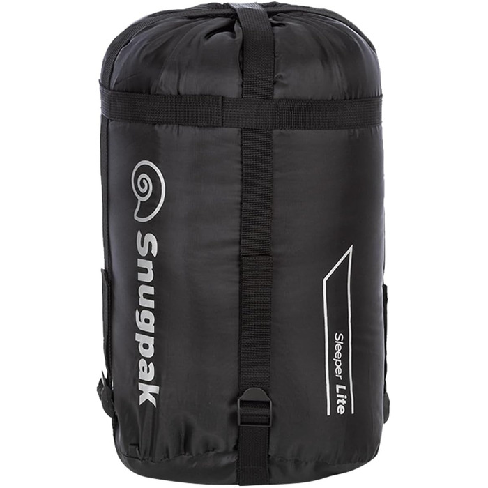 Спальний мішок Snugpak Sleeper Lite WGTE Mummy з утепленою підкладкою, регульованим капюшоном, плечовою фіксацією, боковими блискавками, блискавкою, що запобігає зачіпанню, для кемпінгу та використання на природі, чорний онікс, блискавка з лівого боку