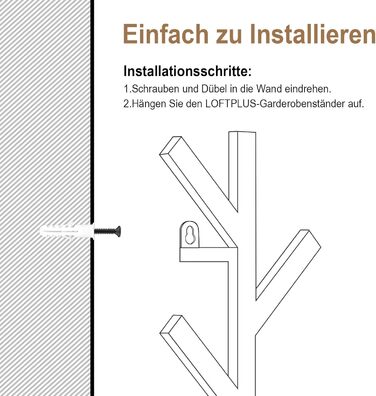 Вішалка LOFTPLUS настінна металева вішалка настінна - 41см Вертикальна вішалка з 6 гачками, гачки для вішання курток, пальто, шапо