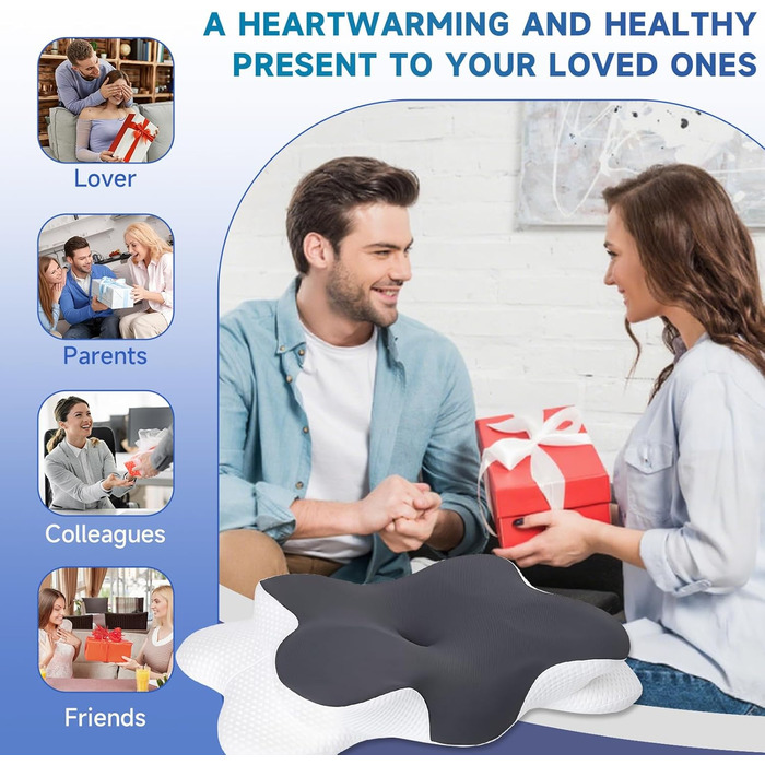 Подушка для шиї, ергономічна подушка з двома висотами, подушка з піни з ефектом пам&39яті, подушка для сну на боці з дихаючою наволочкою, подушка-метелик для сну на боці, на спині та на животі